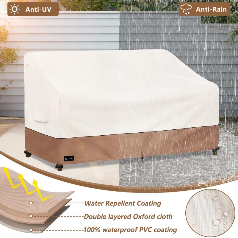 Krismile Outdoor Couch Cover for Patio Furniture - Heavy Duty Waterpoof All-Weather 3-Seater Patio Sofa Cover, 79""x38""x35"" (Beige) - Image 4